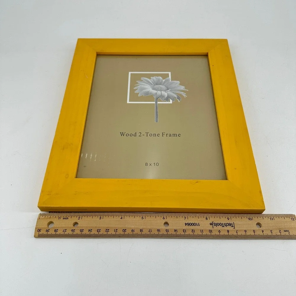 Yellow Wood 2-Tone Picture Frame 8x10 Tabletop Wall Mount Bright Home Decor
